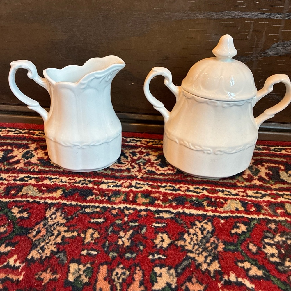 Ironstone Creamer and Sugar Set J&G Meakin Sterling Colonial English Ironstone